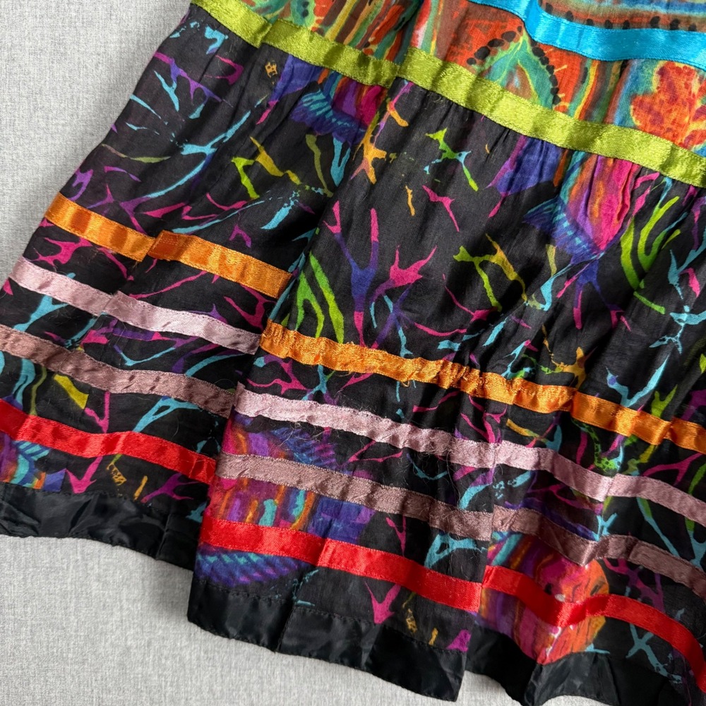 TravelSmith Multi Color Cotton Ribbon Boho Maxi Skirt Medium - Picture 8 of 14
